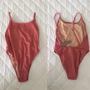 NWT Jcrew Coral pink scoopback one piece swimsuit